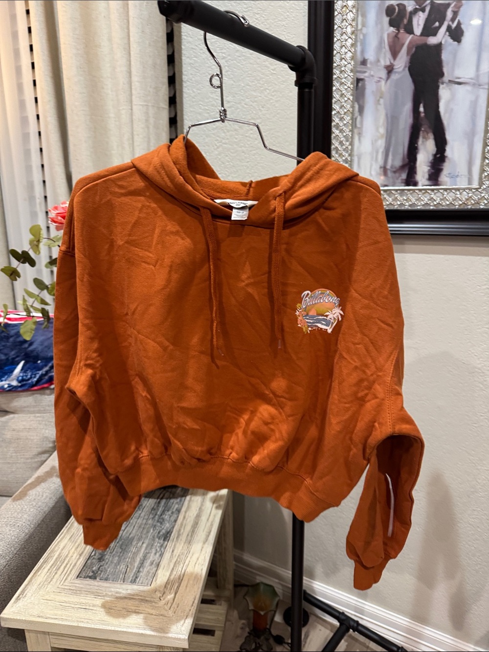 Billabong Rust Orange Cropped Hoodie Sweatshirt